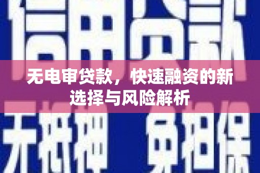 双塔无电审贷款，快速融资的新选择与风险解析
