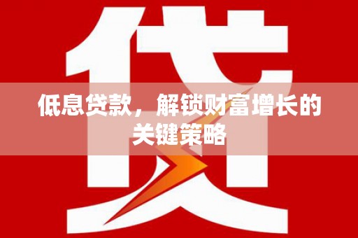 双塔低息贷款，解锁财富增长的关键策略